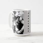 Mug Elégant, rustique noir & blanc croquis Cowboy (Devant gauche)