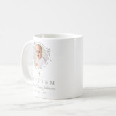 Mug Elegant Sage Green Bow Boy Photo Baptism (Devant gauche)