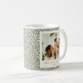 Mug Elegant Sage Green Leaf Custom Photo Christmas (Devant droit)