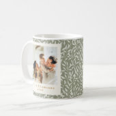 Mug Elegant Sage Green Leaf Custom Photo Christmas (Devant gauche)