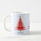 Mug Elégant sapin de Noël Rouge Vert Personnalisé (Gauche)