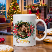 Mug Elegant Script 2 photo Watercolor Christmas Wreath