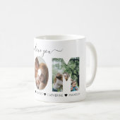 Mug Élégant Script Black Je t'aime MOM Photo Collage (Devant droit)