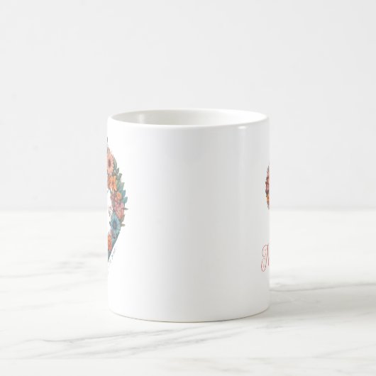 Mug Élégant Script Boho Fleurs sauvages Paix (Centre)