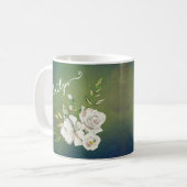 Mug Élégant script botanique floral Prénom (Devant gauche)