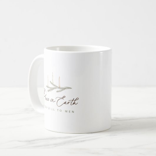 Mug Élégant Script de paix sur Terre Noël (Devant gauche)