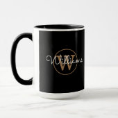 Mug Élégant Script Gold Monogramme noir (Gauche)