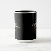 Mug Élégant Script Gold Monogramme noir (Centre)