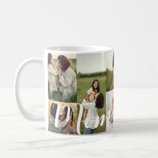 Mug Élégant Script Maman Mise en page de la grille pho (Gauche)