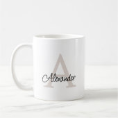 Mug Élégant script manuscrit moderne Monogramme et nom (Gauche)