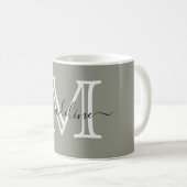 Mug Élégant Script moderne Monogramme de brouillard À  (Devant droit)