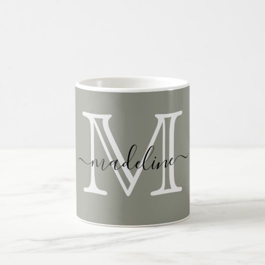 Mug Élégant Script moderne Monogramme de brouillard À  (Centre)