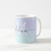Mug Élégant Script Monogrammé Pastel Opal (Devant droit)