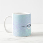 Mug Élégant Script Monogrammé Pastel Opal (Gauche)
