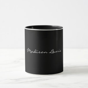 Mug Élégant Script Plaque Noir Nom Calligraphie