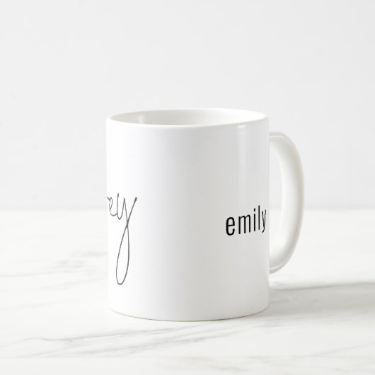 Mug Élégant Script Wifey Nom de la mariée Noir Blanc (Devant droit)