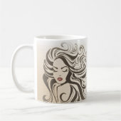 Mug Élégant Sepia Chic Wavy Hairstyle extensions de ch (Gauche)