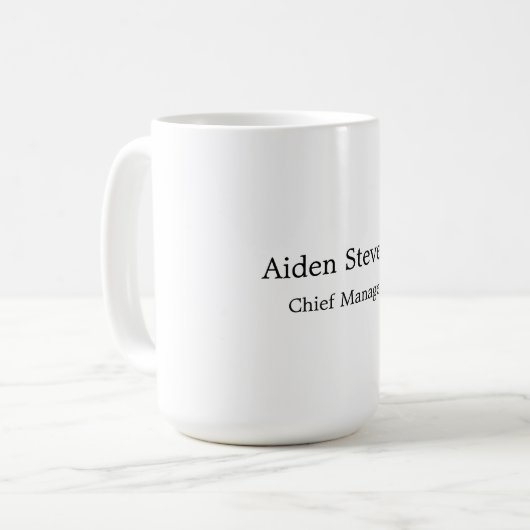 Mug Élégant Simple Noir & Blanc Minimaliste (Devant gauche)