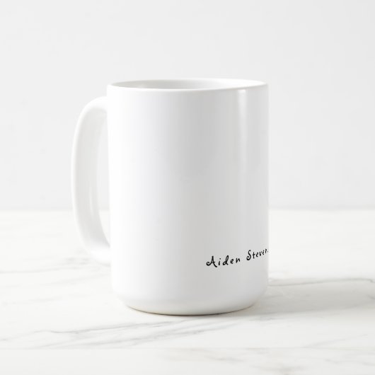 Mug Élégant Simple Noir & Blanc Minimaliste (Devant gauche)