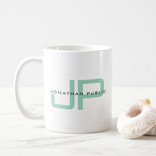 Mug Elegant Simple Template Custom Name Monogram (Avec donut)