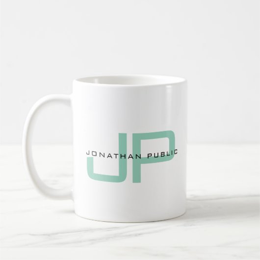 Mug Elegant Simple Template Custom Name Monogram (Gauche)