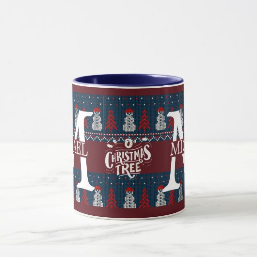 Mug Élégant Snowman moderne Monogram vacances de Noël (Centre)
