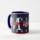 Mug Élégant Snowman moderne Monogram vacances de Noël (Devant gauche)