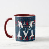 Mug Élégant Snowman moderne Monogram vacances de Noël (Gauche)