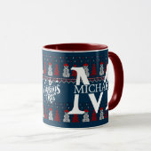 Mug Élégant Snowman moderne Monogram vacances de Noël (Devant droit)