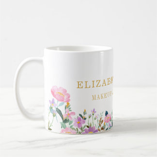 Mug Elegant Striped Floral Beauty Artist Hair and Make