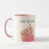 Mug Élégant Stylish Pink Nails Script Salon de beauté (Gauche)
