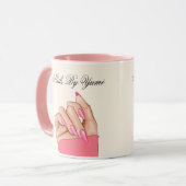 Mug Élégant Stylish Pink Nails Script Salon de beauté (Devant gauche)