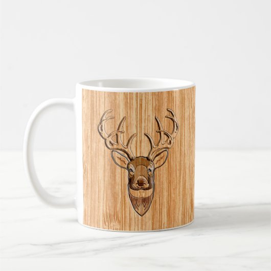Mug Élégant Tail blanche Tête de cerf en bois Gris Imp (Gauche)