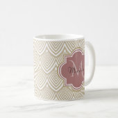 Mug Élégant Tan Arched Scallops Mauve Monogramme Nom (Devant droit)