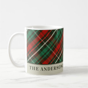 Mug Élégant Tartan Hunter Green Plaid Famille personna