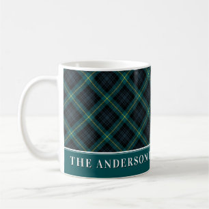 Mug Élégant Tartan Hunter Green Plaid Famille personna