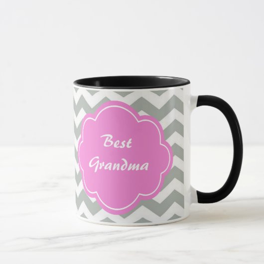 Mug Élégant, tendance, classique monogramme chevron gr (Droite)