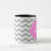 Mug Élégant, tendance, classique monogramme chevron gr (Centre)