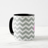 Mug Élégant, tendance, classique monogramme chevron gr (Devant gauche)