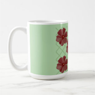Mug Élégant treillis floral bordeaux et vert sauge Pat