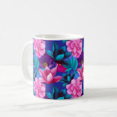 Mug Élégant Tropical Rose bleu violet vert (Devant gauche)