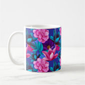 Mug Élégant Tropical Rose bleu violet vert (Gauche)