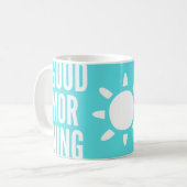 Mug Elégant Turquoise Bleu Bon Matin Thé Soleil (Devant gauche)