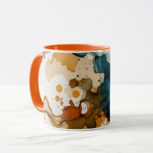 Mug Elégant Turquoise et Gold Abstract Design