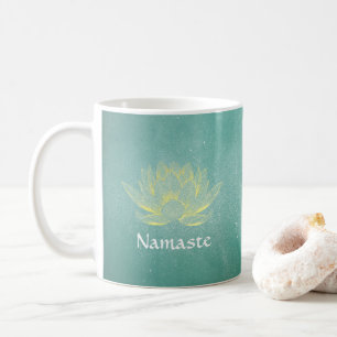 Mug Élégant Turquoise Gold Lotus Yoga instructeur de m