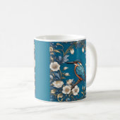 Mug Élégant turquoise Kingfisher Bird Floral (Devant droit)