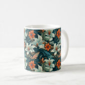 Mug Élégant Turquoise Orange Flower Motif Floral (Devant droit)
