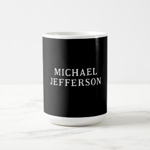 Mug Elégant uni noir blanc personnalisé sur mesure