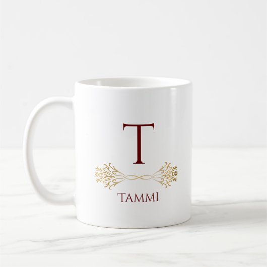 Mug Élégant Unique Personnaliser Monogramme Nom Noël (Gauche)