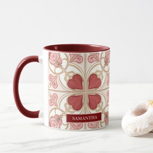 Mug Elegant Valentine’s Day Bistro Tile (Avec donut)